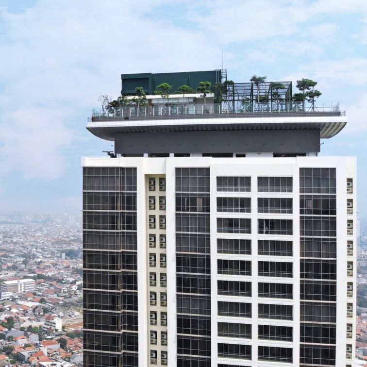 The green roof of the Pakubuwono Rooftop in Jakarta