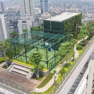 The green roof of the Pakubuwono Rooftop in Jakarta