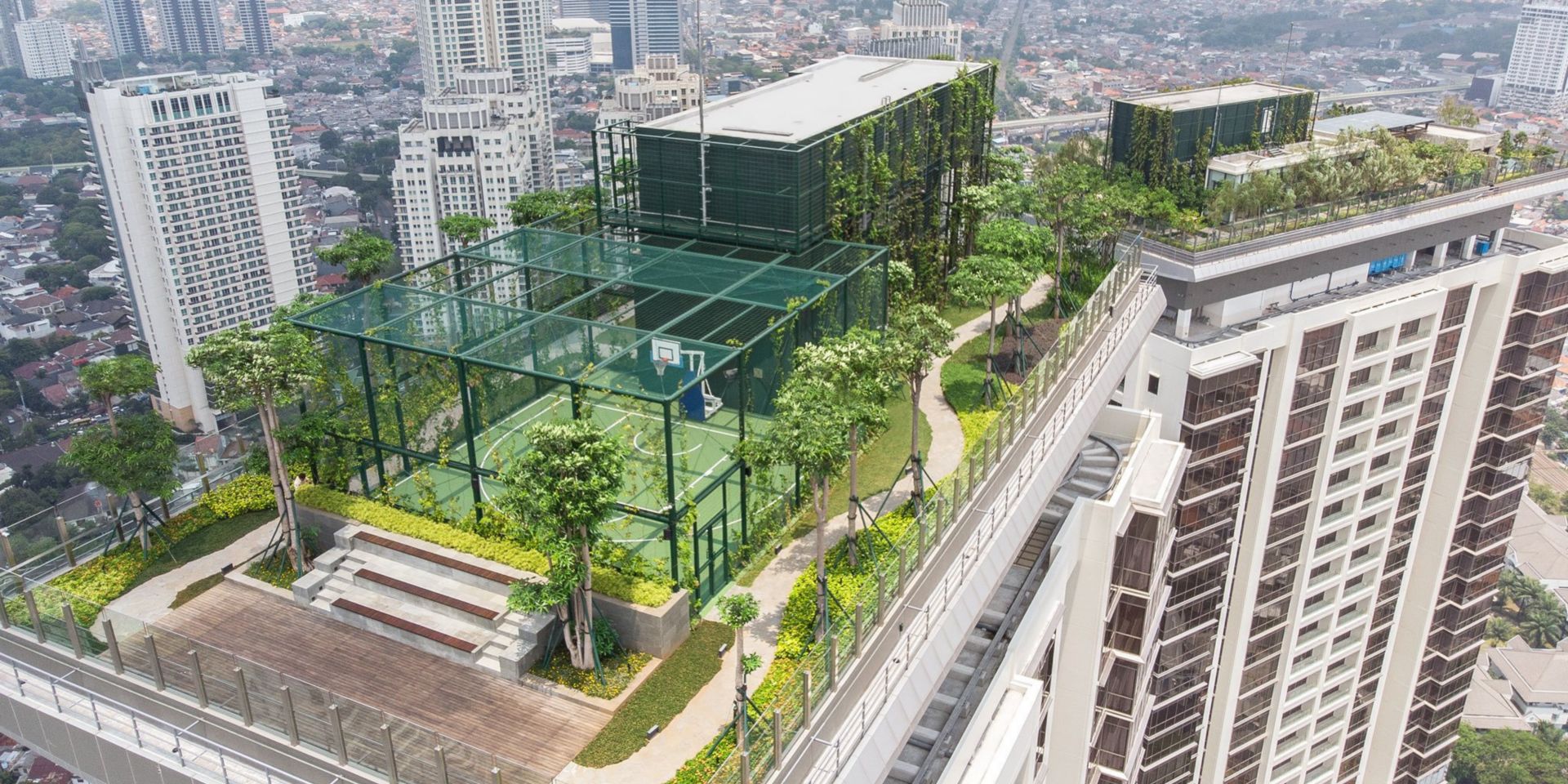The green roof of the Pakubuwono Rooftop in Jakarta