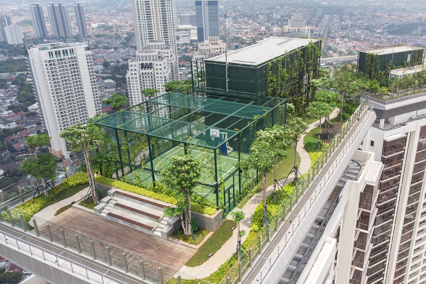 The green roof of the Pakubuwono Rooftop in Jakarta