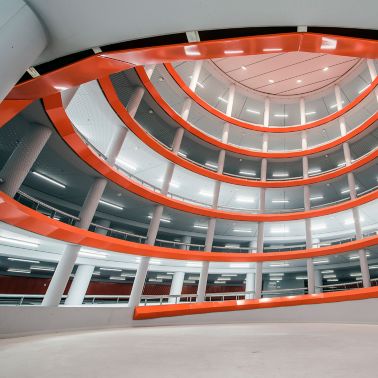 Architecture of Parking Garage Lammermarkt in Leiden Netherlands