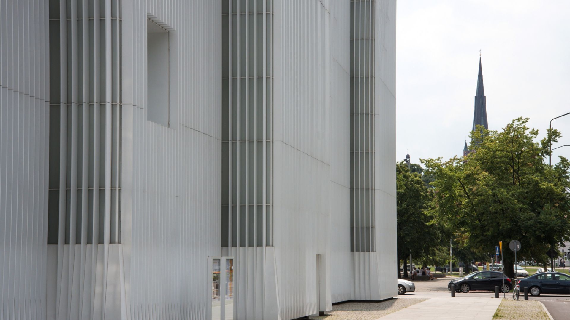 White facade on Szczecin Philharmonic Hall in Poland