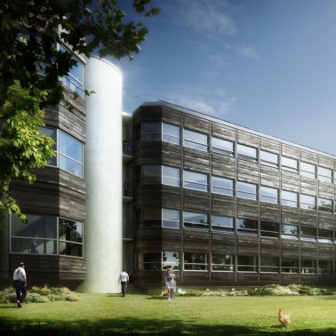 Kjorbo电站建筑周围环绕着自然和动物