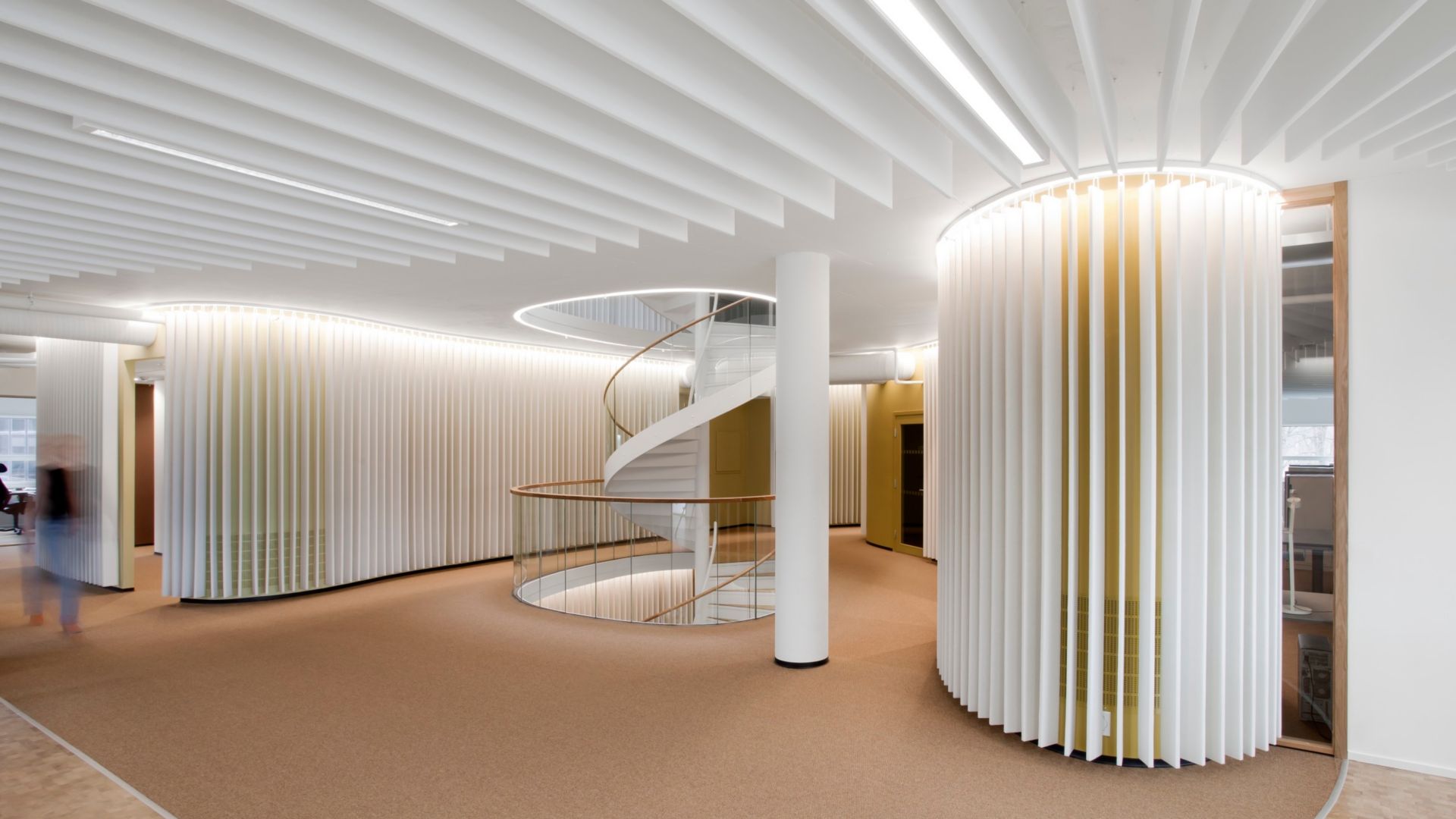 Corridor and staircase in office of Kjorbo powerhouse in Norway