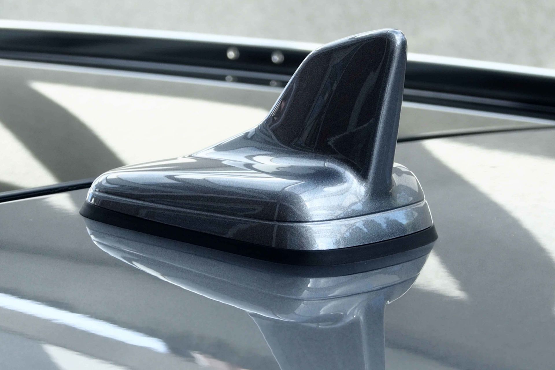 View of vehicle shark fin antenna bonded with Sika Exterior Adhesive Solutions