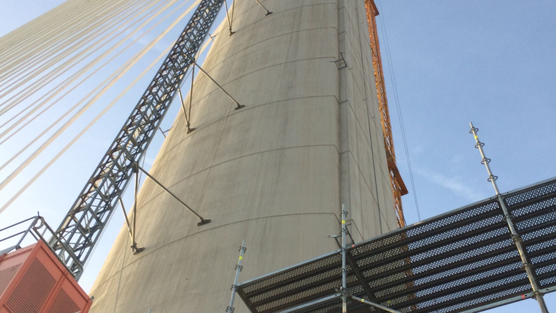 Construction repair works on Queensferry Crossing road bridge in Scotland