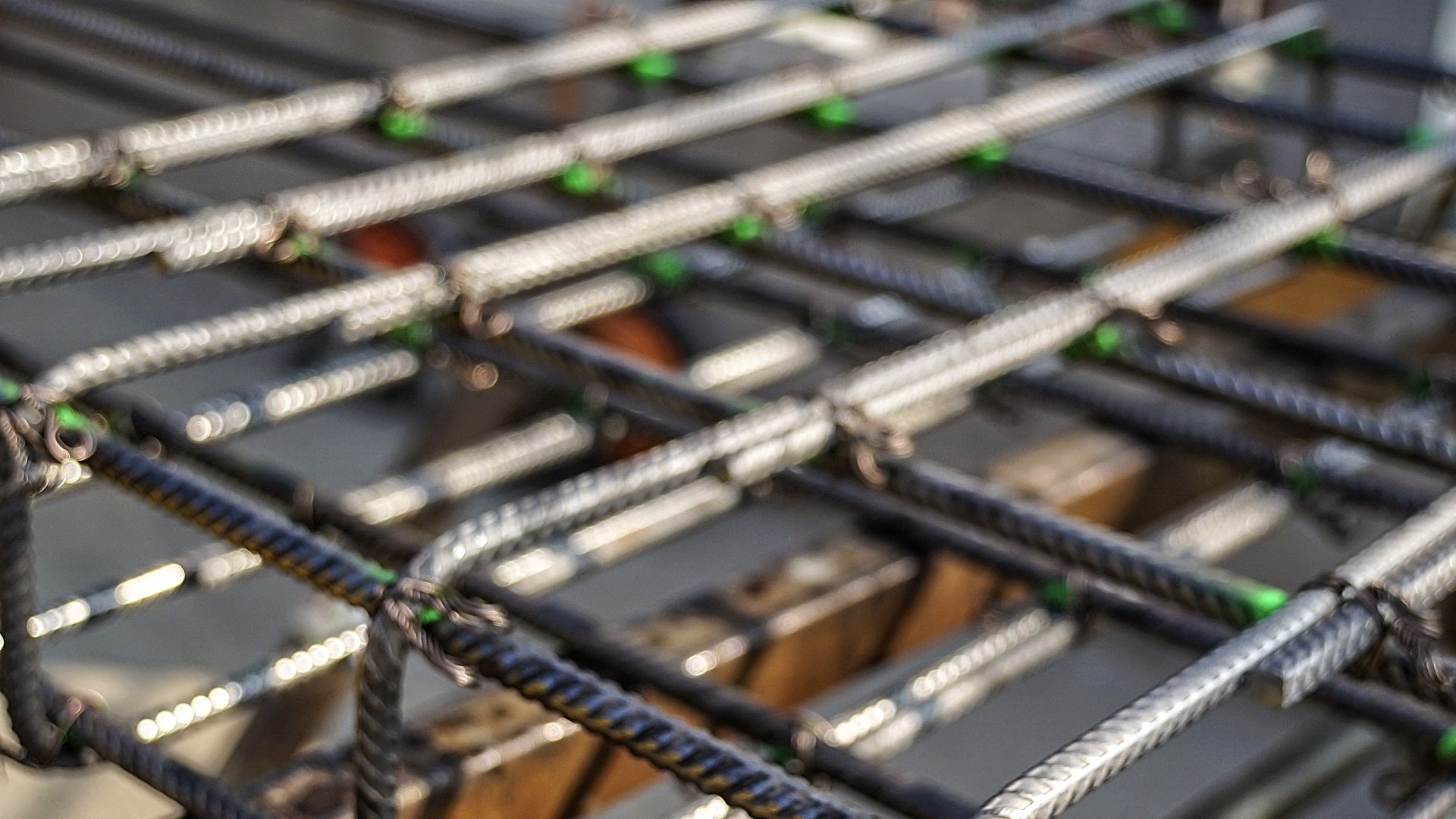 Rebar reinforcement on construction site for cast-in-place poured concrete