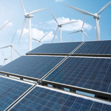 Solar photovoltaic and wind turbines for renewable energy