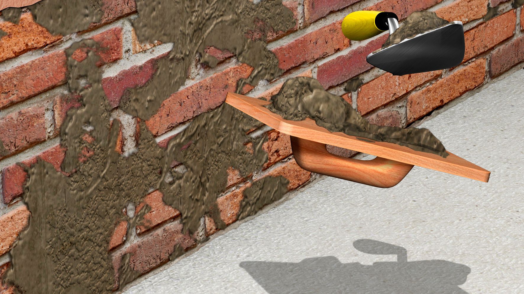   Application of renovation mortar on the wall