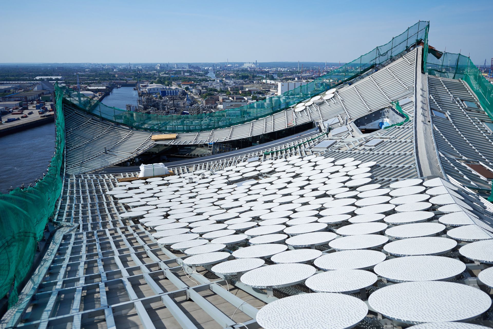 Sarnafil waterproofing membrane on roofing area of Elbphilharmonie in Hamburg 