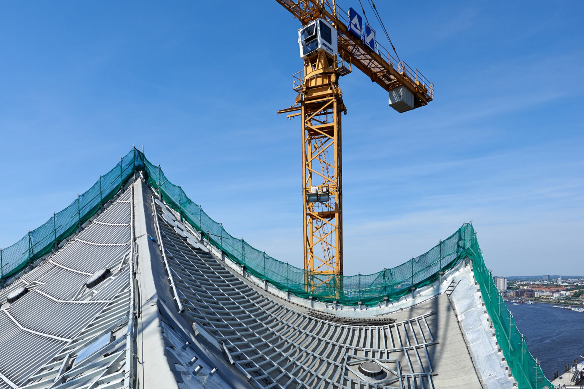 Sarnafil waterproofing membrane on roofing area of Elbphilharmonie in Hamburg 