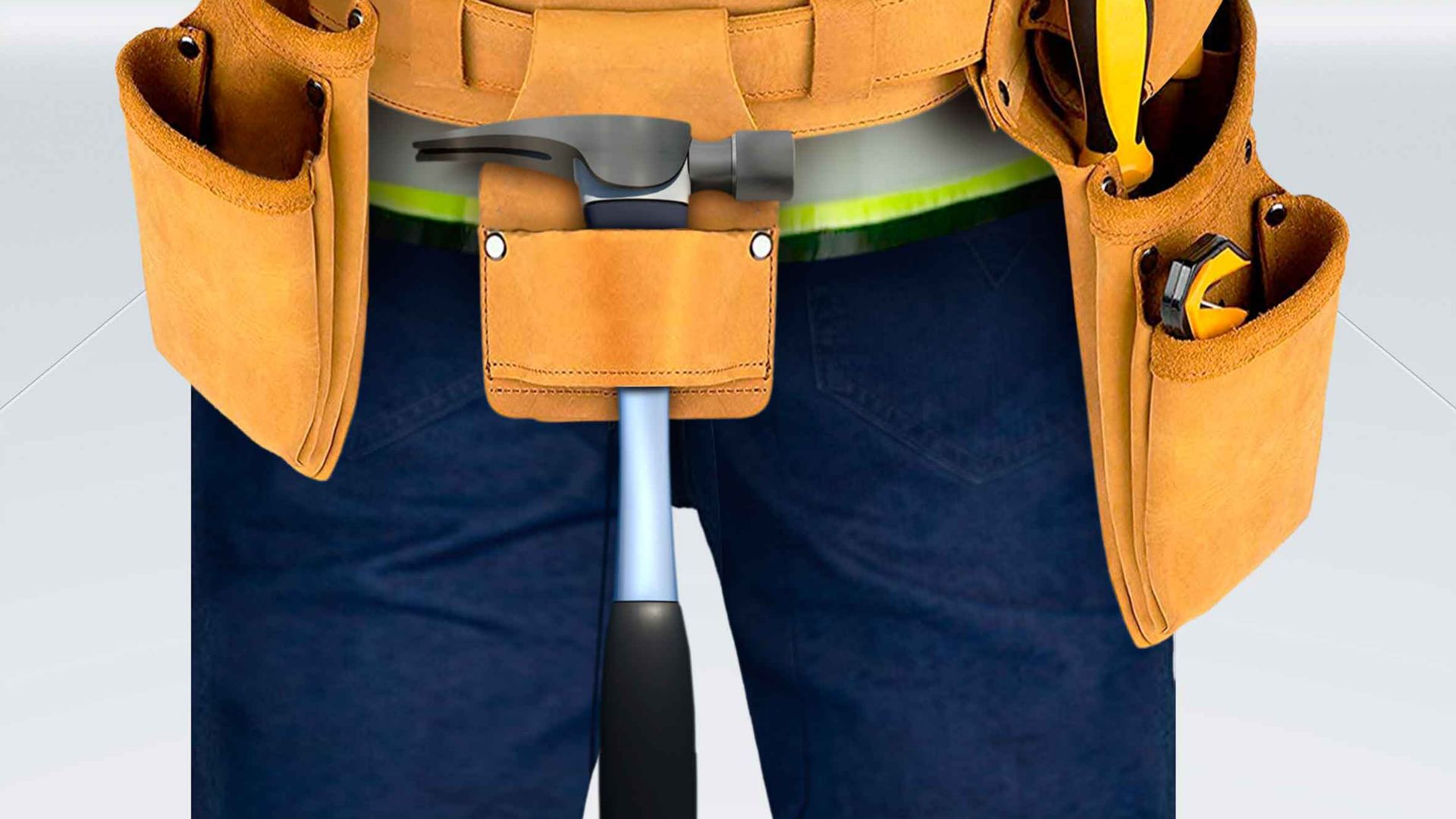 Illustration for Sika roof protection concept showing tool belt on worker with hammer