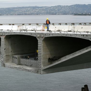 Construction of San Francisco - Oakland Bay Bridge in the U.S.