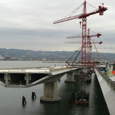 Construction of San Francisco - Oakland Bay Bridge in the U.S.