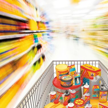Shopping basket filled with SIka products