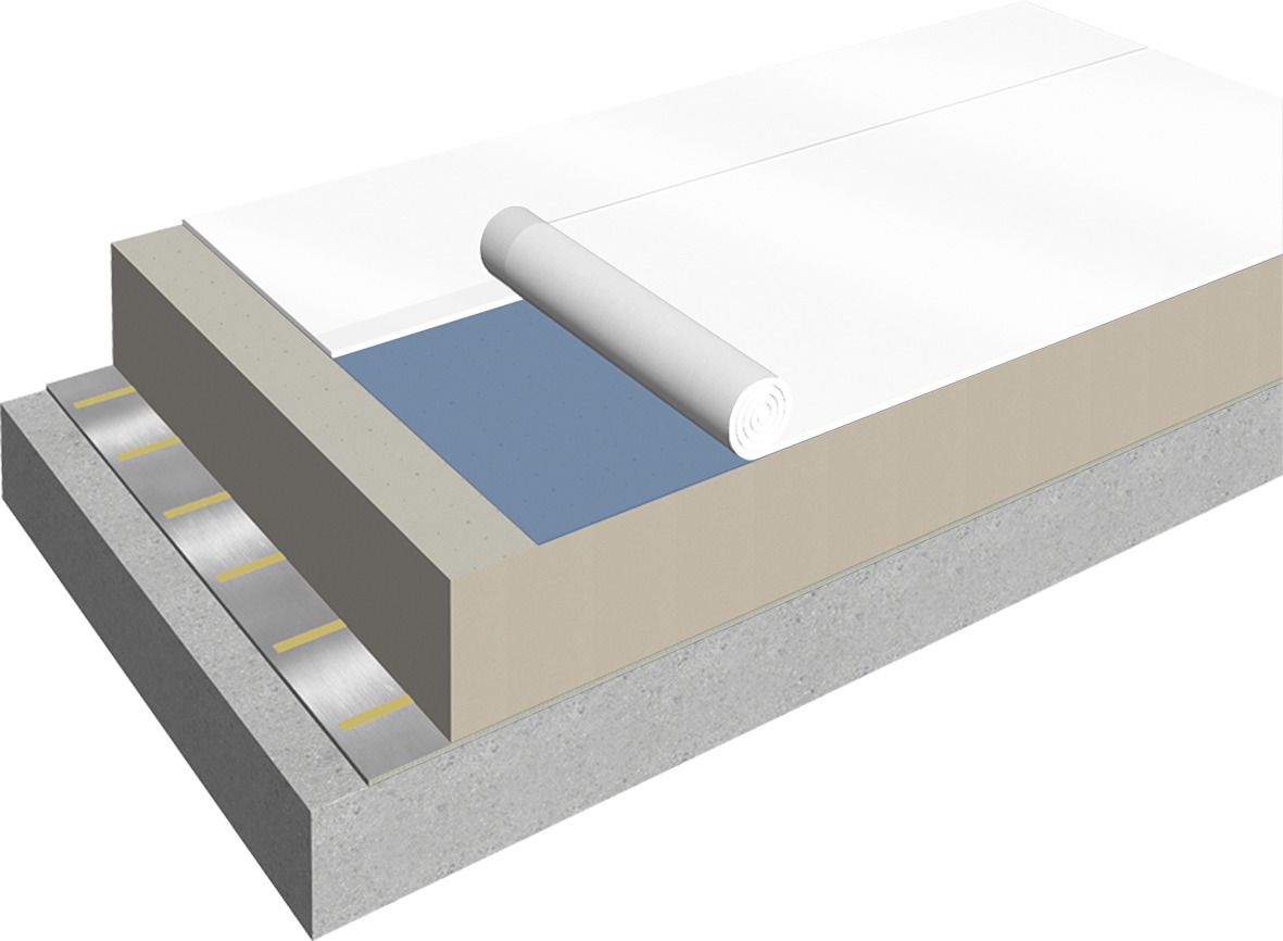 Cool roof system buildup 3D rendering with Sika roof membrane