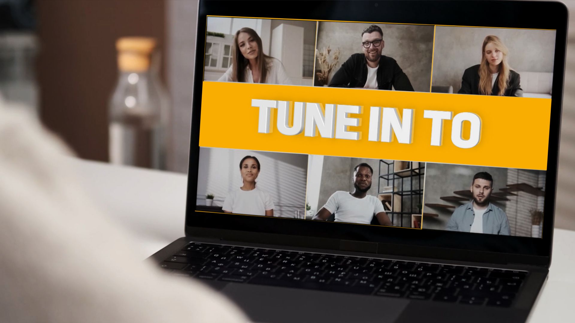 Laptop with webinar and people - tune in to Sika Pro Talks