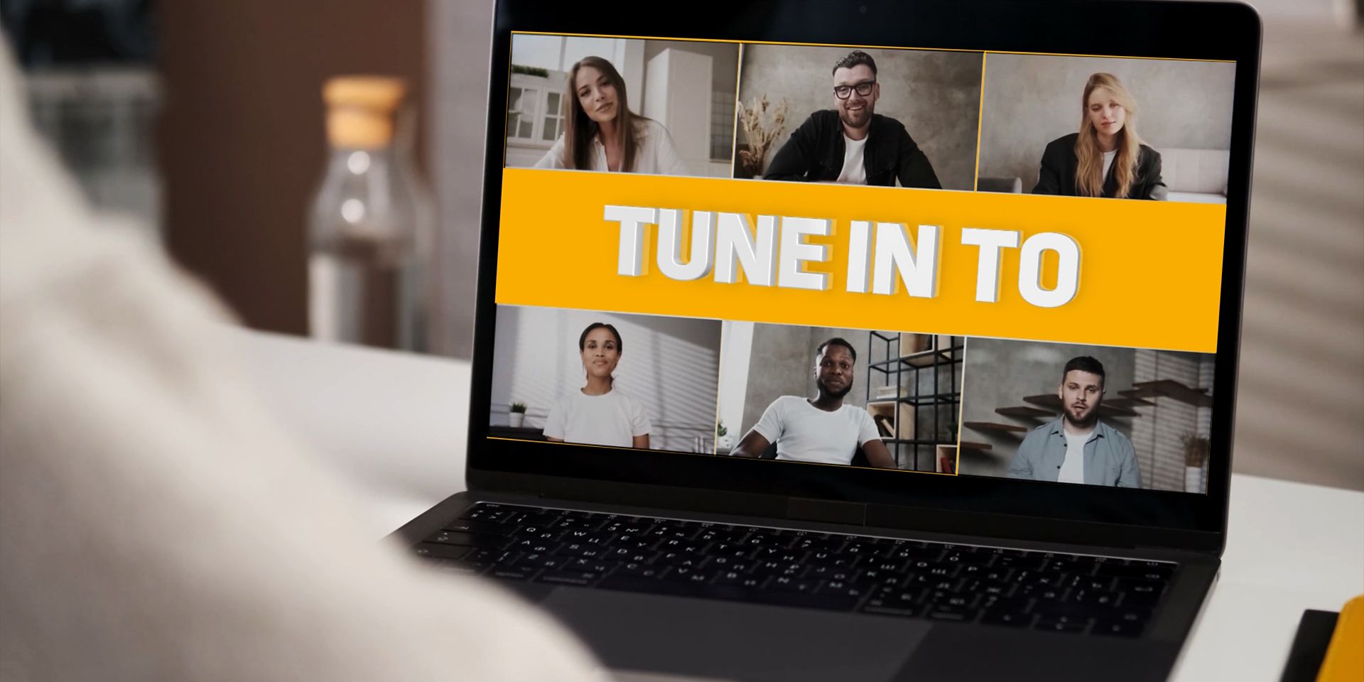 Laptop with webinar and people - tune in to Sika Pro Talks