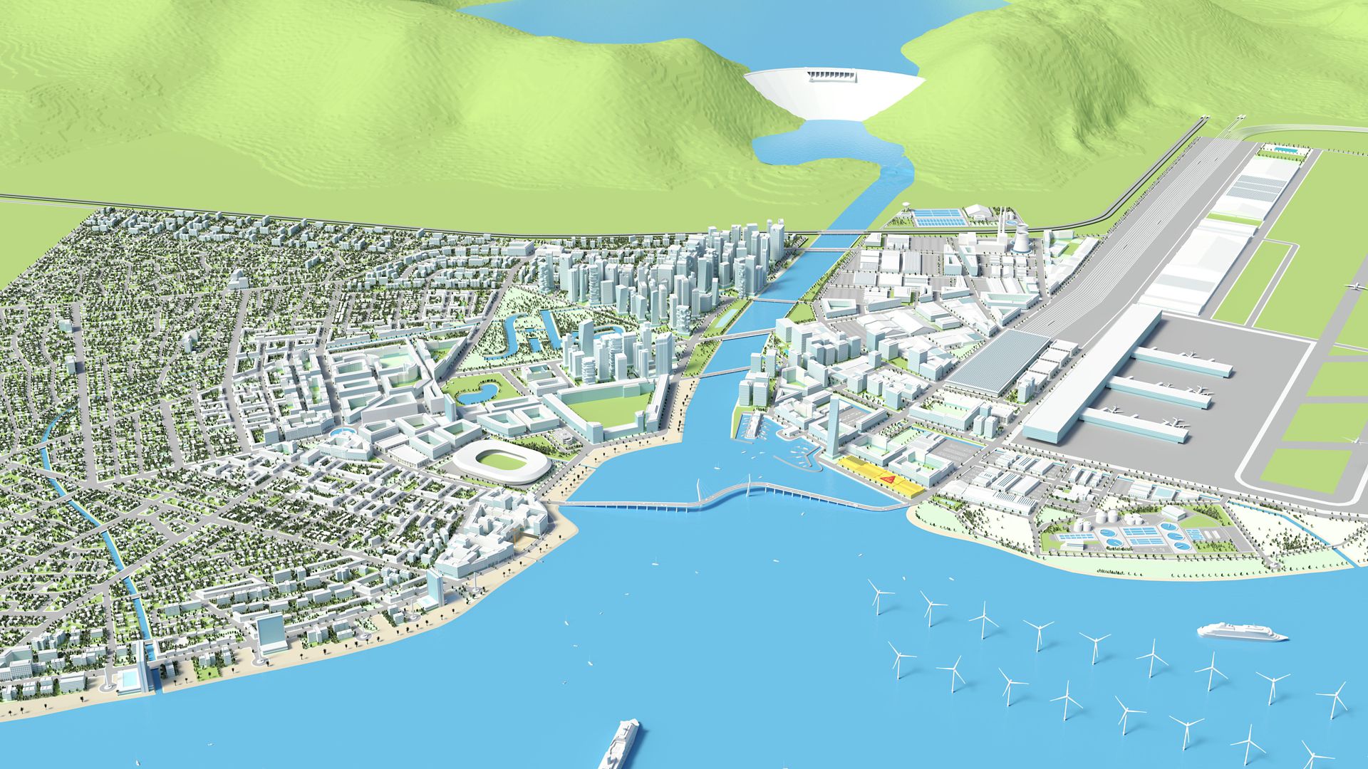 Rendered illustration of the Sika Smart City for all construction projects