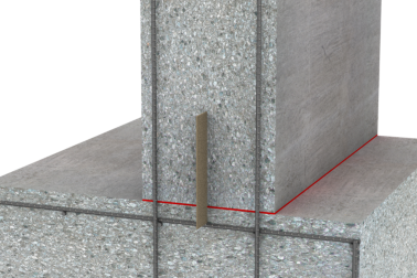 Illustration showing wall to slab detail with Sika waterbar in reinforced concrete