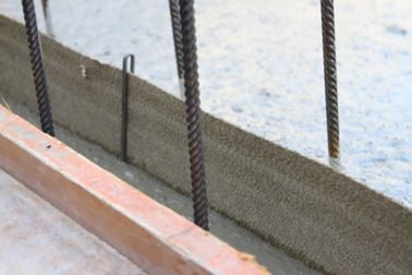 Sika waterbar water stop installed in poured concrete with rebar reinforcment construction site