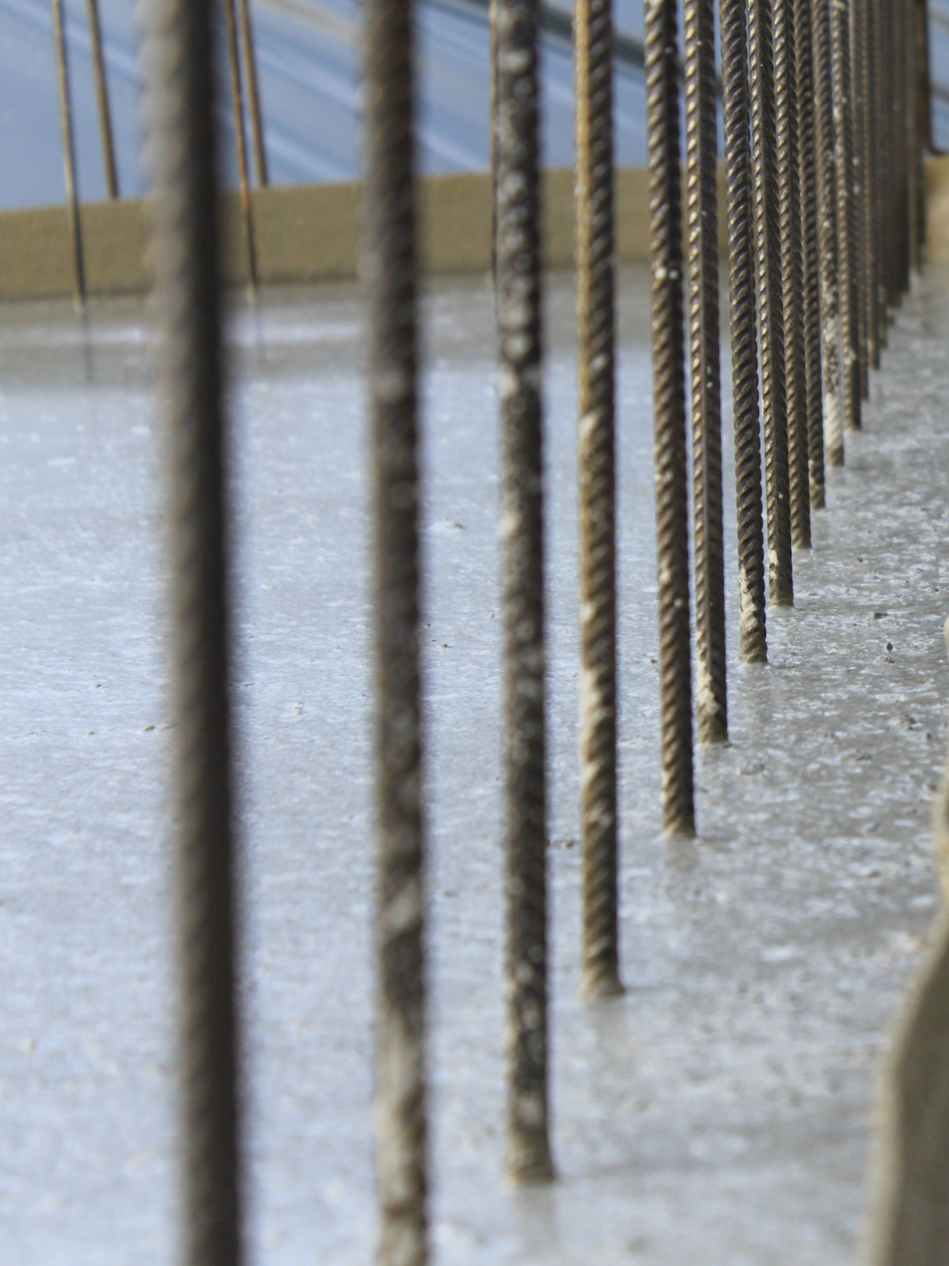 Sika waterbar water stop applied in poured concrete with rebar reinforcment construction site
