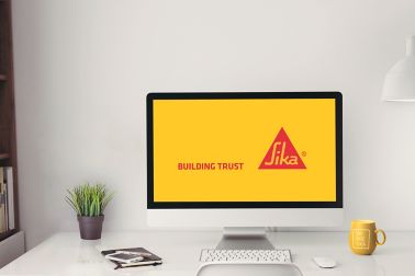 西卡桌面电脑与网络研讨会屏幕和西卡标志