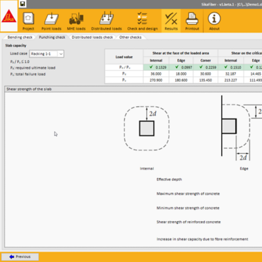 Screen preview of SikaFiber® software results step