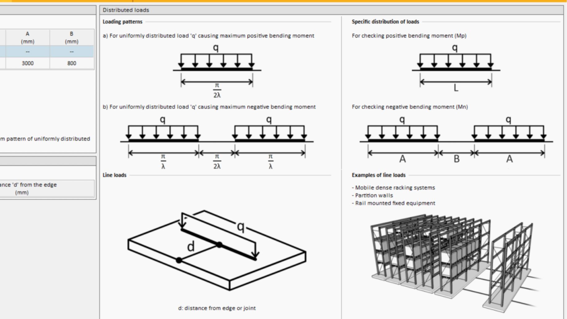 Screen preview of SikaFiber® software uniformly distributed loads calculation