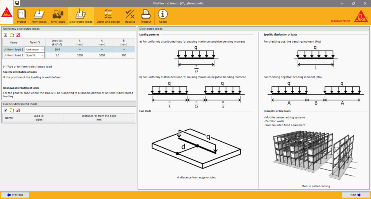 屏幕预览SikaFiber®软件均匀分布负载计算