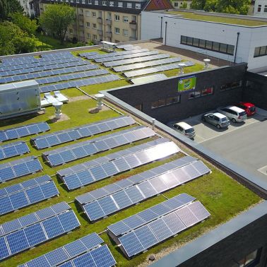 Sika SolarMount-1 on solar and green roof installed in Dortmund, Germany