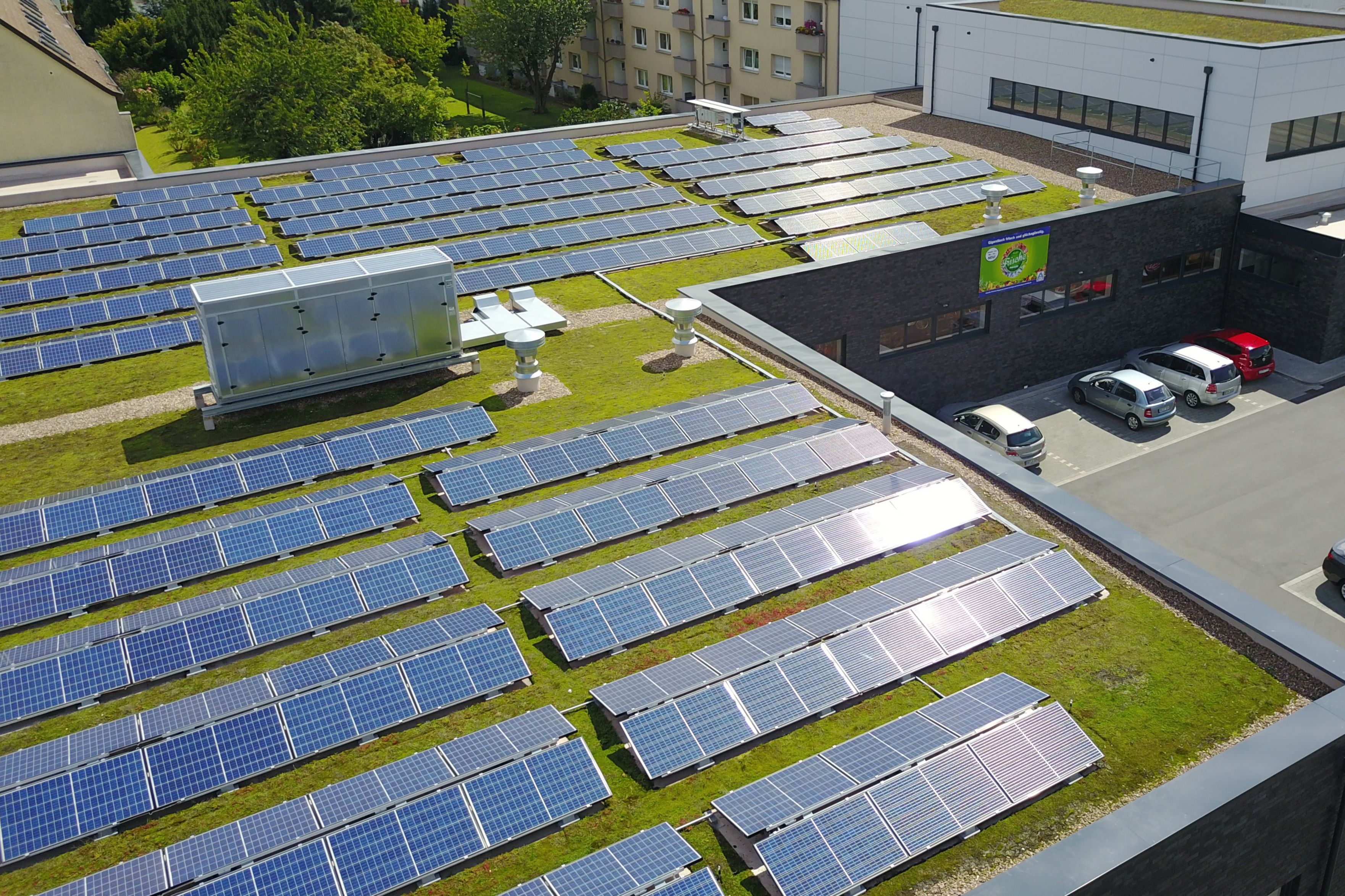 Sika SolarMount-1 on solar and green roof installed in Dortmund, Germany