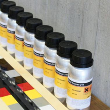 View of Pre-Treatment bottles including Sika Aktivator, Primer and cleaner