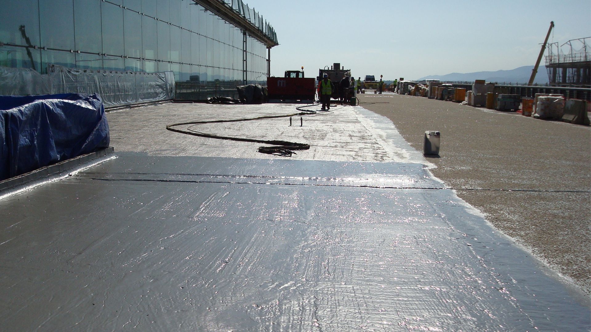 LAM Waterproofing System applied on the access road to Barcelona El Prat Airport Terminal