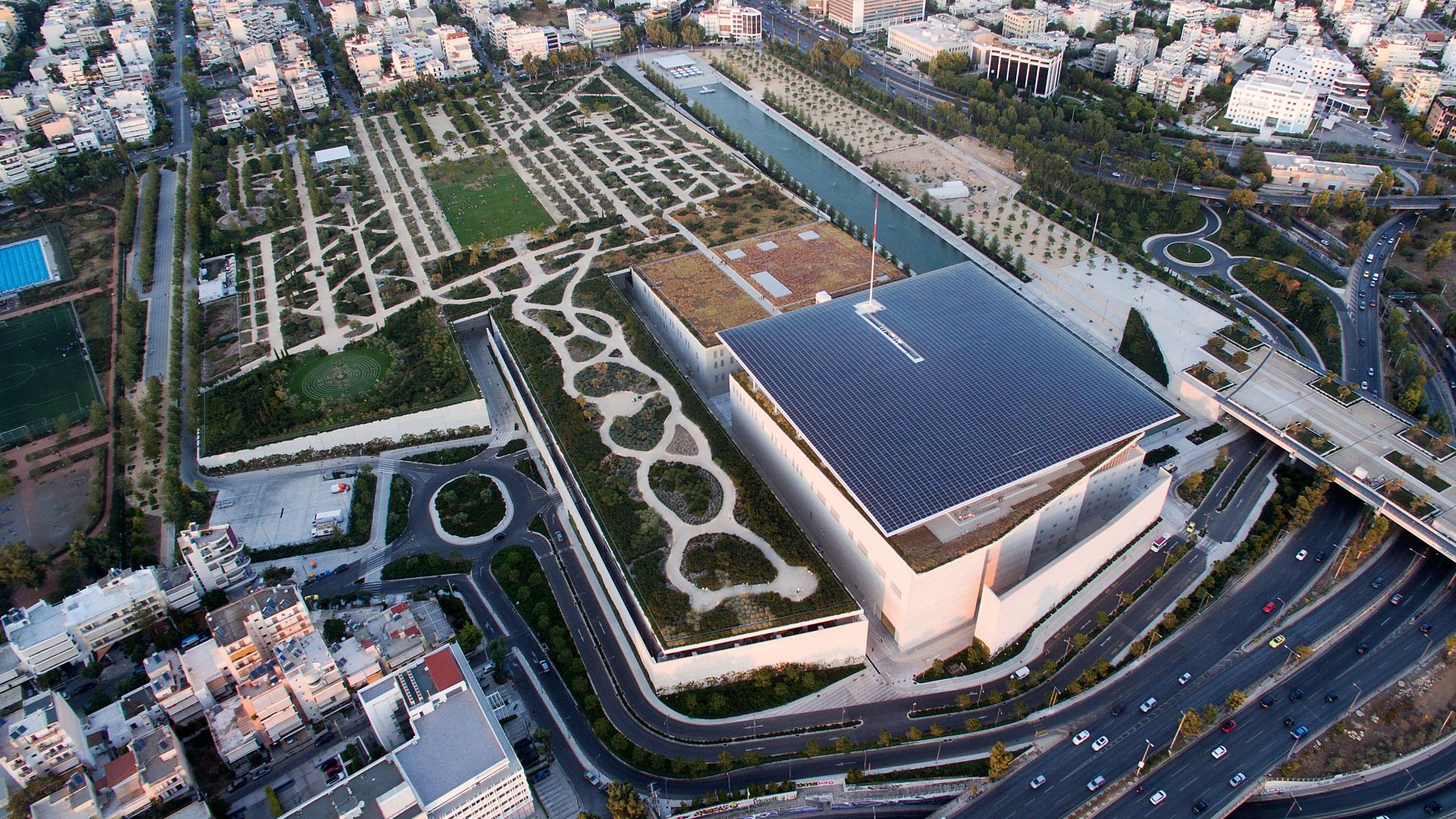The Stavros Niarchos Foundation Cultural Center from above