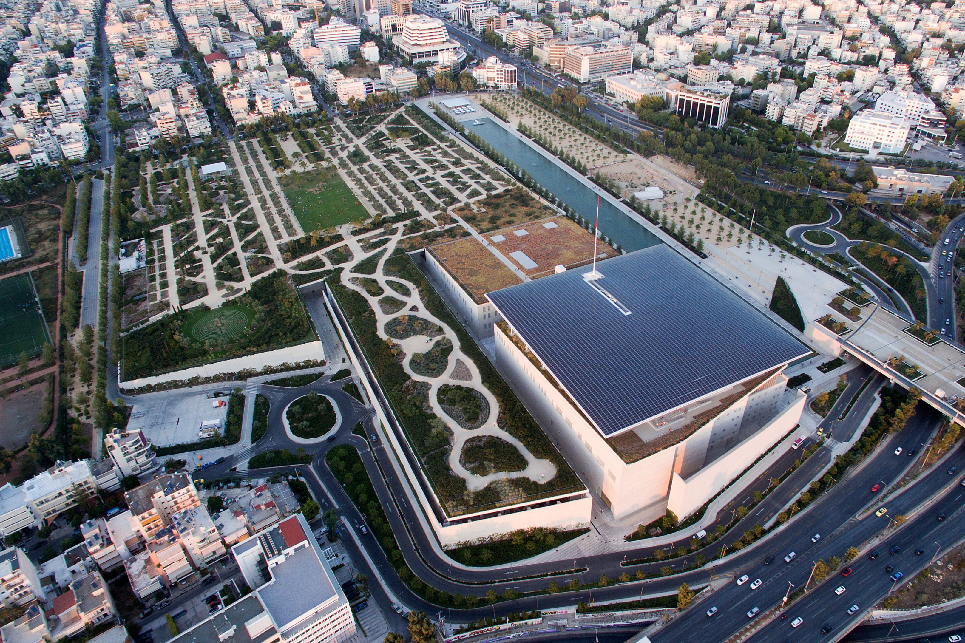 The Stavros Niarchos Foundation Cultural Center from above