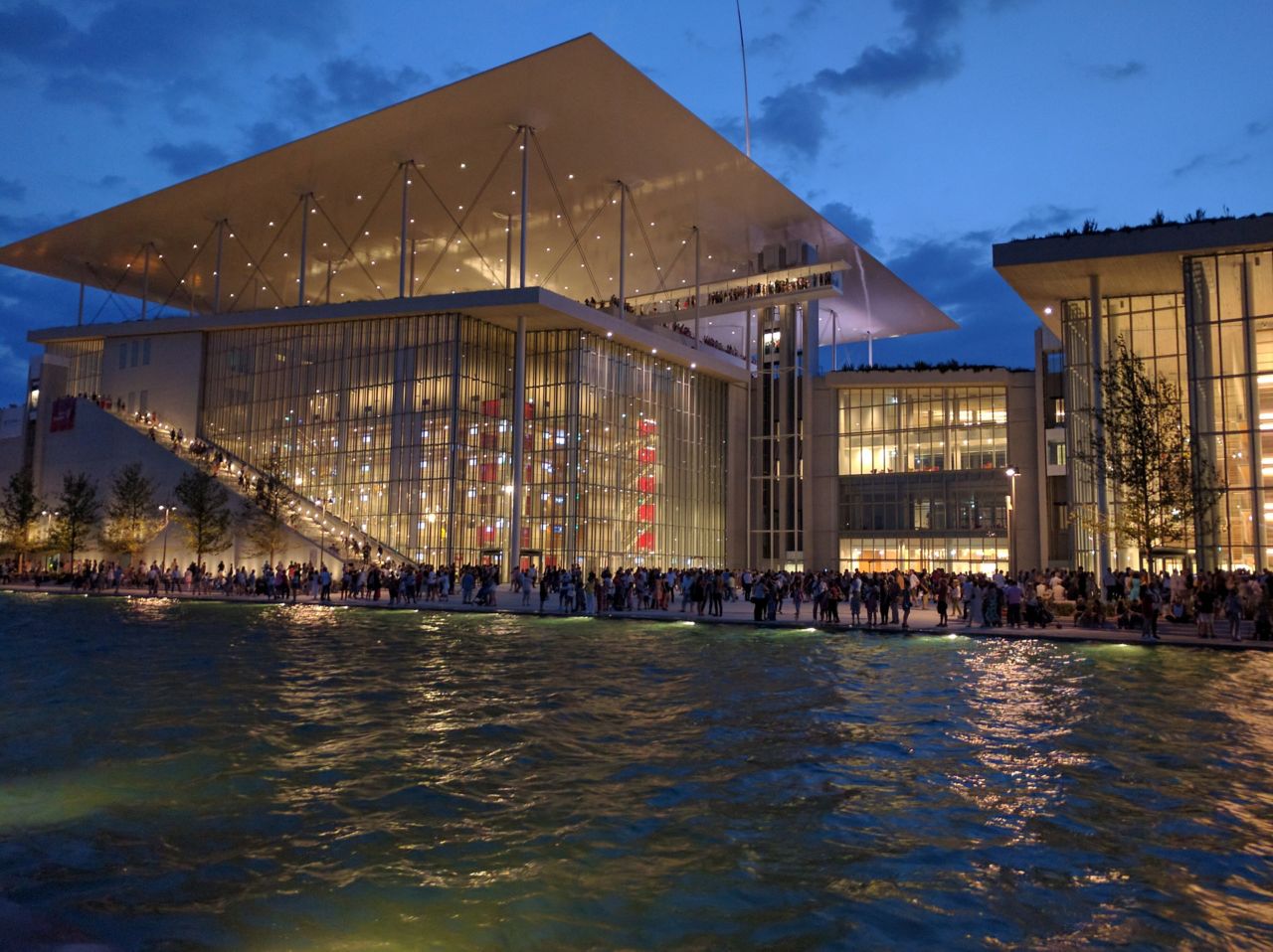 The Stavros Niarchos Foundation Cultural Center by night