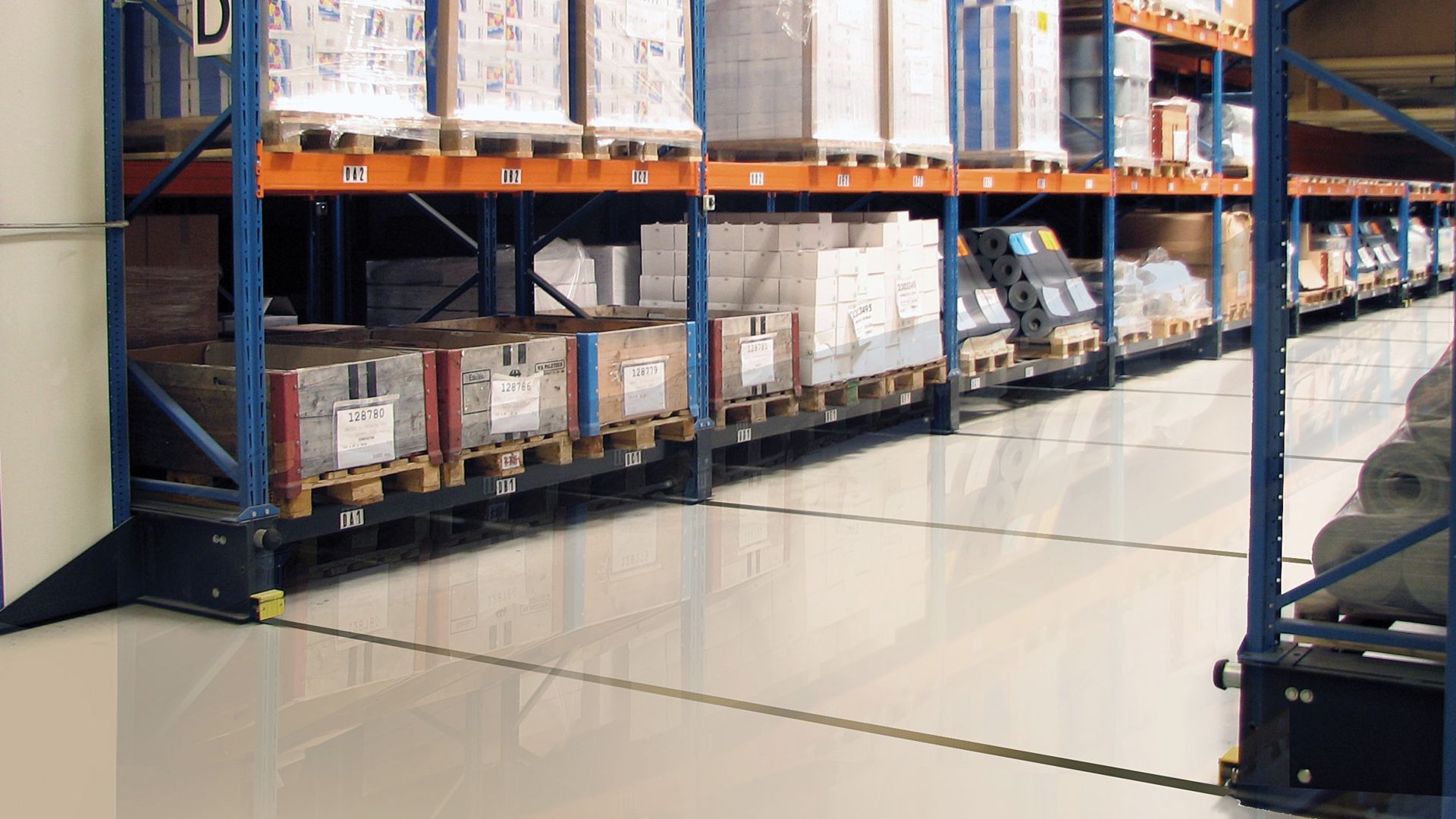 Storage warehouse shelves and floor