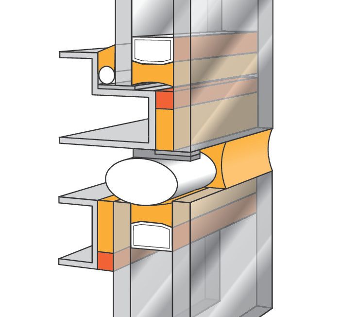 Section of a structural glazing assembly