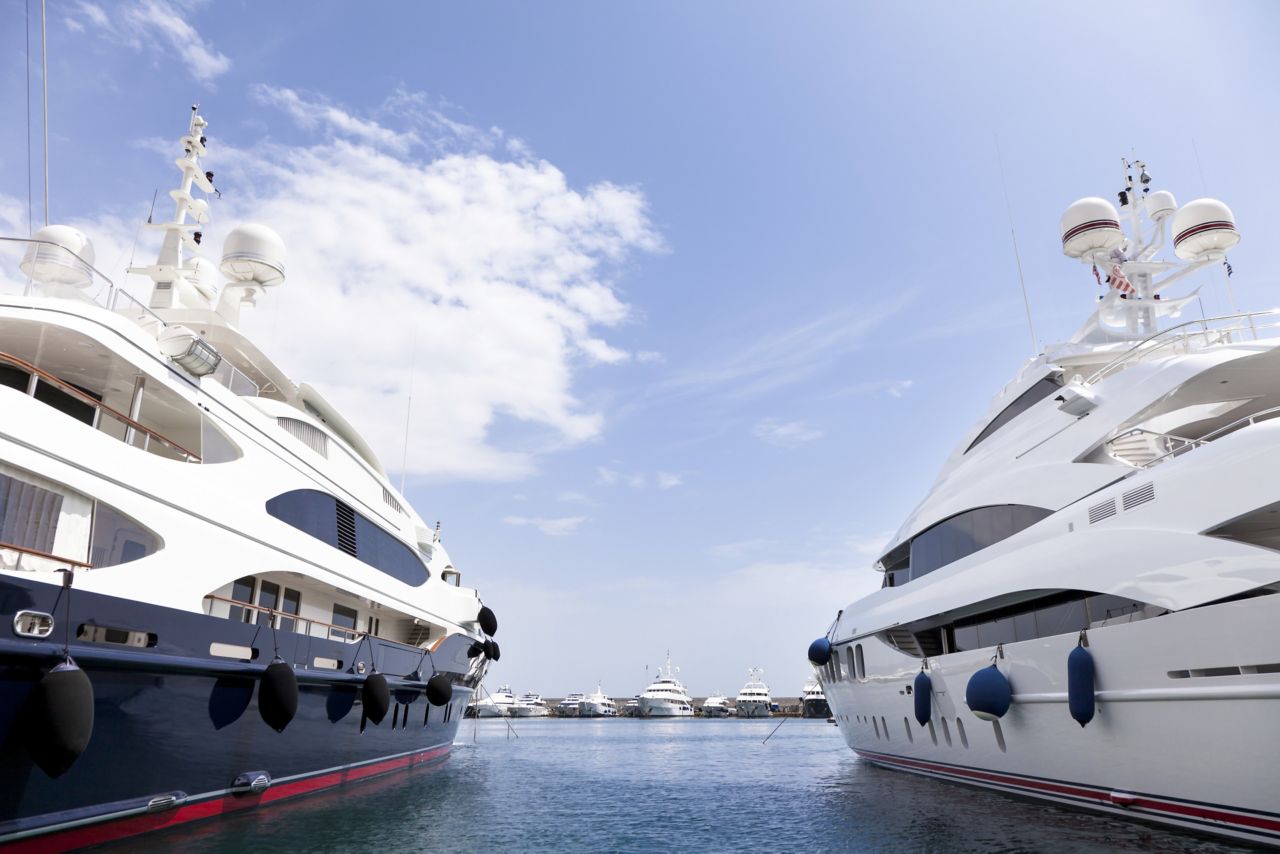 two super yachts in a port