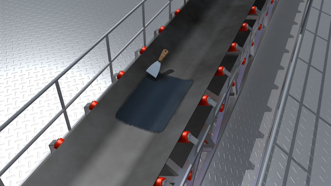 Illustration rendering of TBM conveyor belt repair in tunnel construction