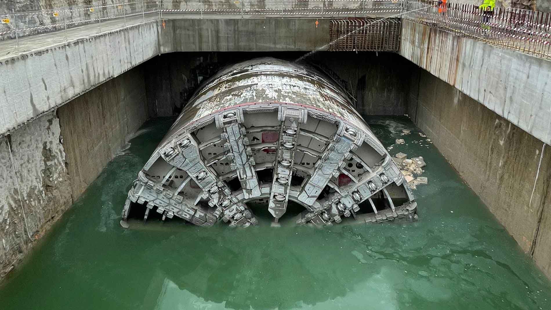 Tunnel boring machine on site at Swina River crossing in Poland tunnel TBM project