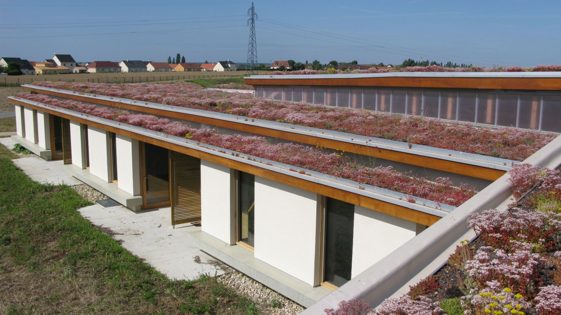 Green roof with single-ply membrane installed on Terrasses de Bellevue in Saint Doulchard in France