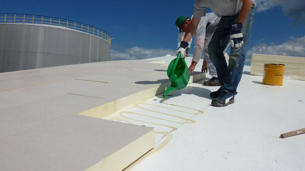 Sika thermal insulation boards installation on Sika roof