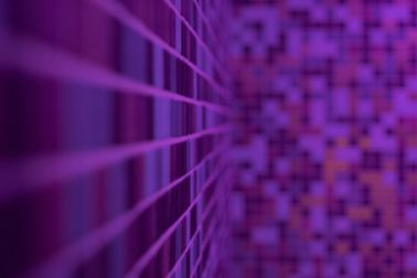 Close up view of mosaic purple tiles with grout in shower