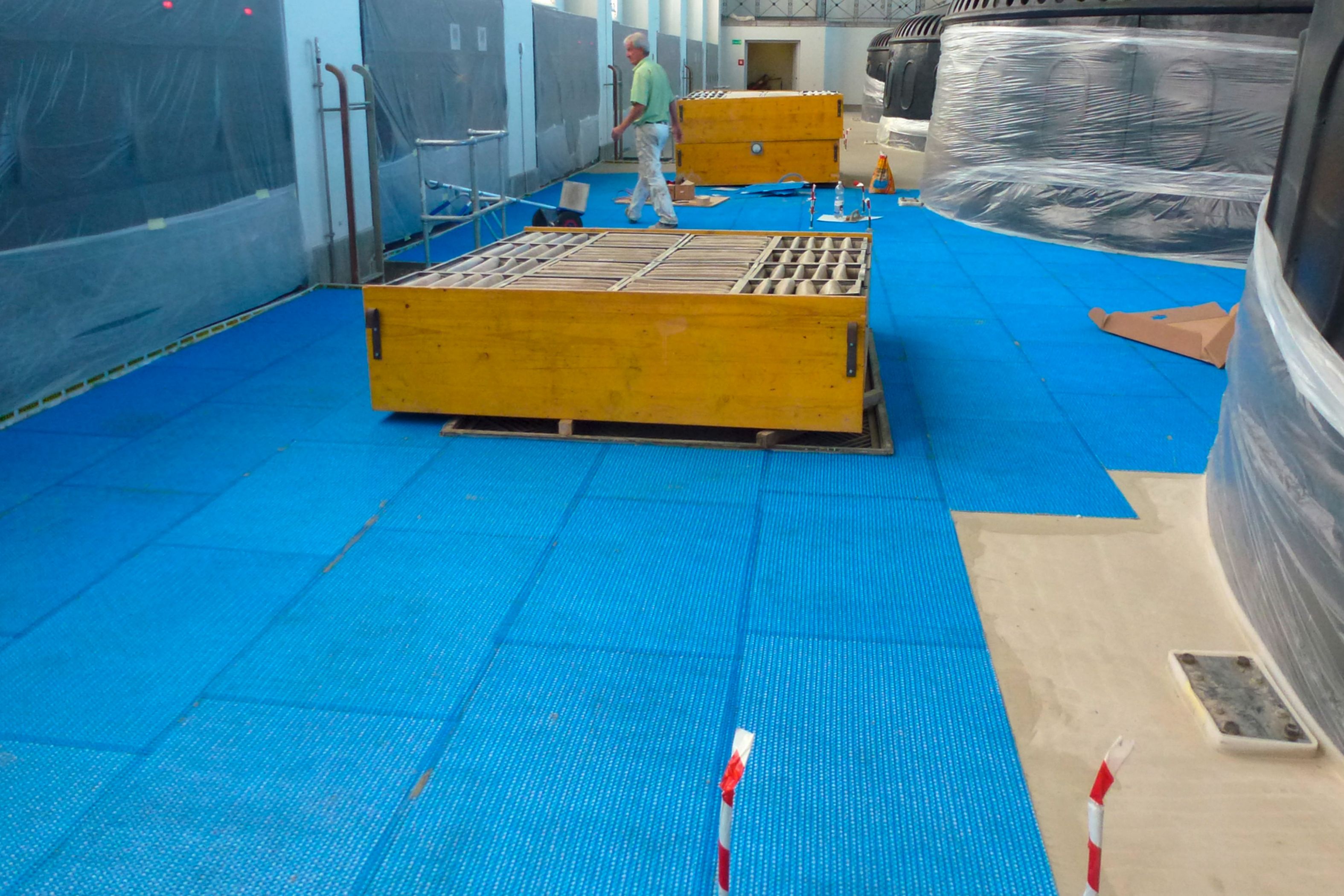 Floor renovation at hydropower plant in Eglisau, Switzerland