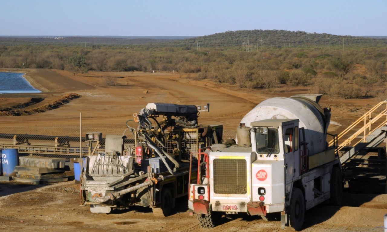 Two trucks at a mining area