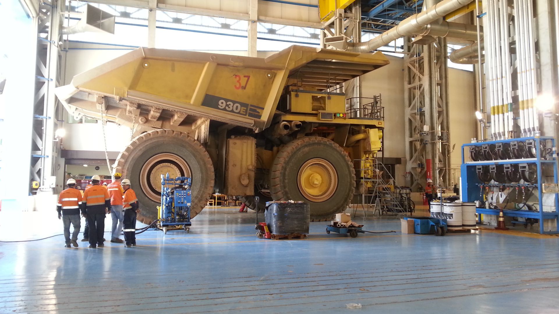 Mining truck parking on highly durable Sikafloor