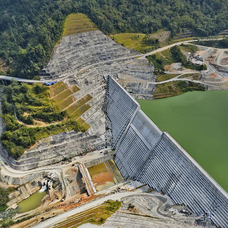 Aerial photo of Ulu Jelai hydropower dam in Malaysia