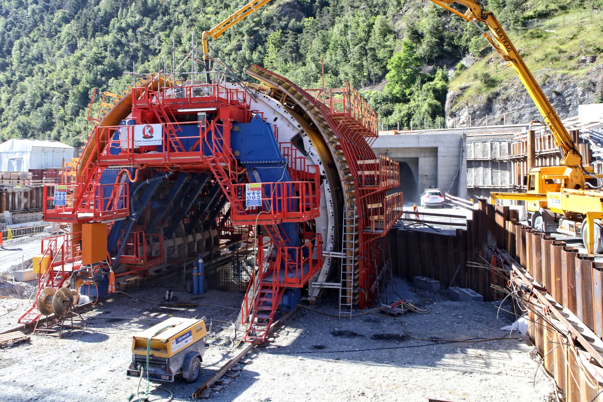 Construction site outside Visp tunnel in Switzerland